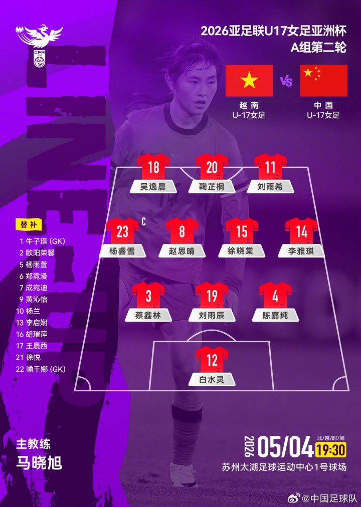 BOB半岛官网-U17女足亚洲杯A组第二轮，中国U17女足对阵越南U17女足，首发公布